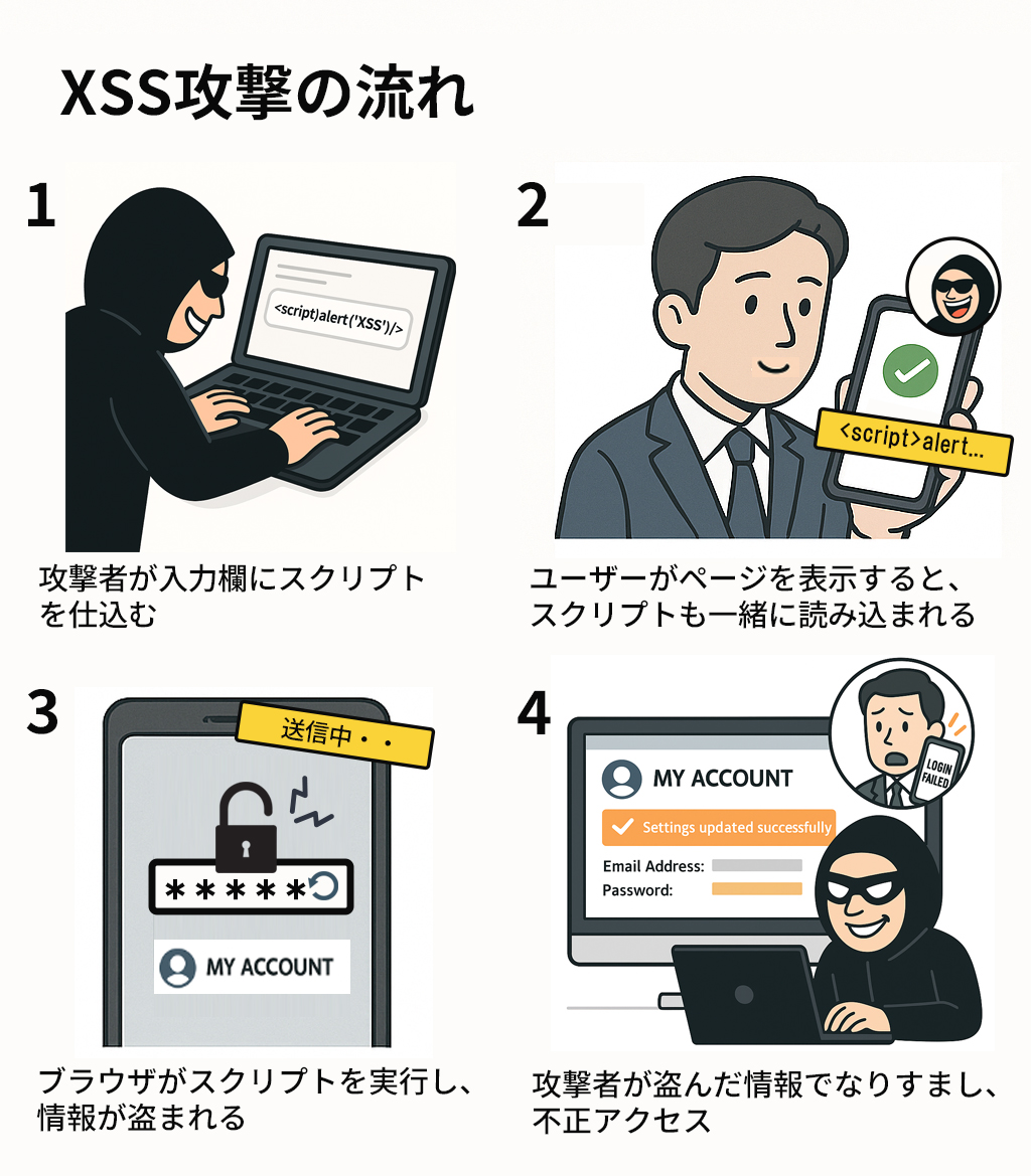 XSSの攻撃の流れと仕組み
